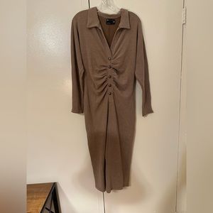 Long Sleeve Brown Collar Dress